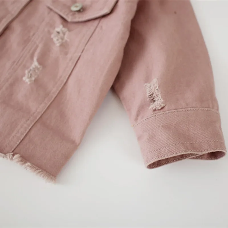 DFXD High Quality 2018 New Children Girls Autumn Long Sleeve Outwear Korean Kids Pink/White Ripped Jacket Toddler Cardigan Coats | Детская