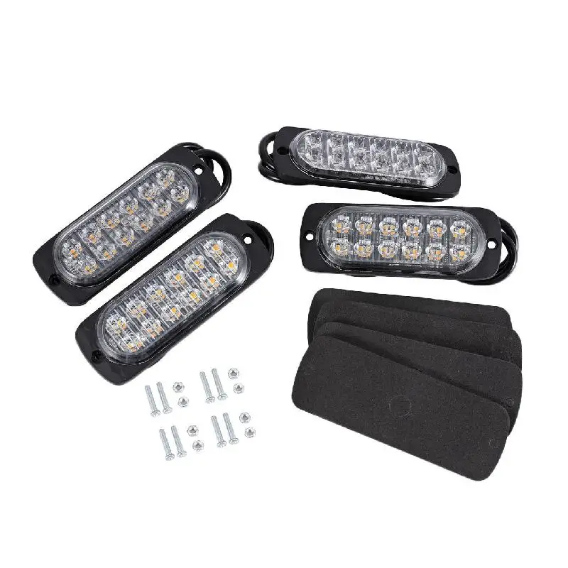 Oslamp 4pcs 4LEDs/12LEDs Amber/Yellow Grille Flashing Light Auto Strobe Warning for Fog Weather Flash Emergency Lamps | Автомобили и