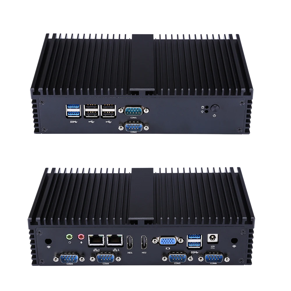 Мини ПК QOTOM без вентилятора с 6 портами RS232 двойной гигабитный LAN поддержка Pfsense 3855U