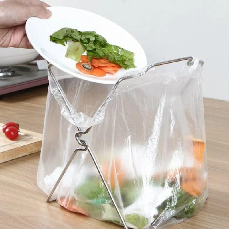 Kitchen Garbage Rack Bag Rag Folding Storage Plastic Shelf Trash Can Bracket | Дом и сад