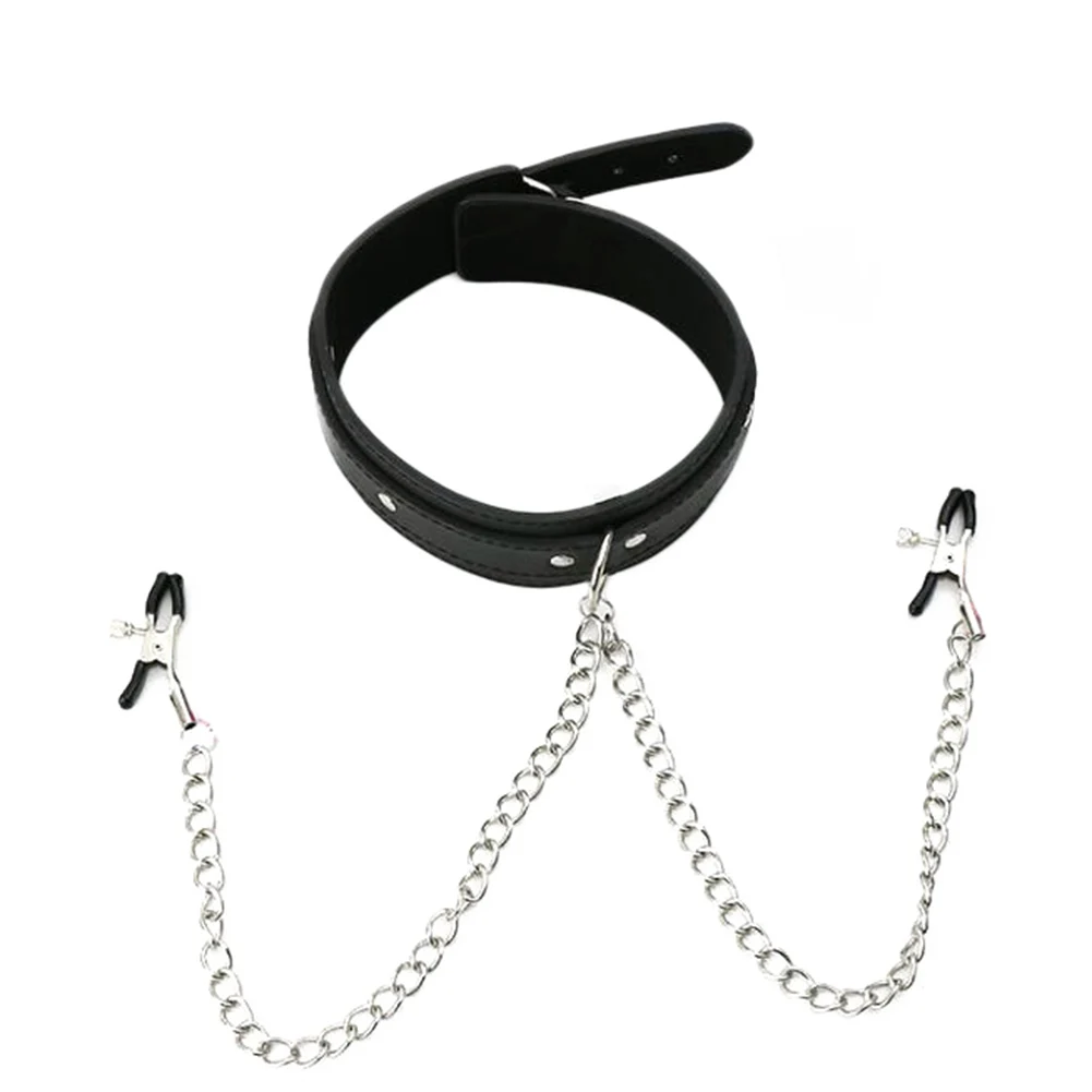 БДСМ бондаж зажимы для сосков женский воротник искусственная кожа ремень