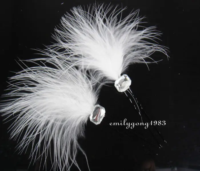 

20Pcs Wedding Bridal Beautiful White Feathers Hair Pin Hair Accessory A-13