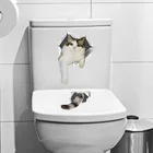 Милый котенок кошка 3D наклейки на стену ванная комната шкаф украшения дома ПВХ художественные наклейки водостойкие настенные наклейки для унитаза обои