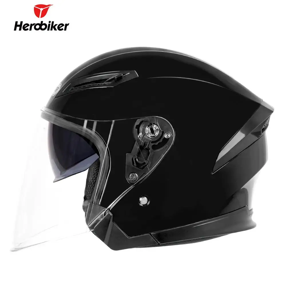 Bright Black Распродажа, HEROBIKER мотоциклетный шлем, мотоциклетный шлем, мотоциклетный шлем для мотокросса, мотоциклетный шлем для 3/4 лица, Cascos Para Moto - Цвет: Bright Black