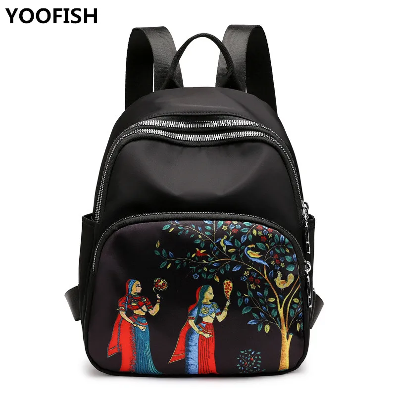 

Модный женский рюкзак в этническом стиле, водонепроницаемая дорожная сумка для отдыха на открытом воздухе, сумка через плечо с защитой от к...