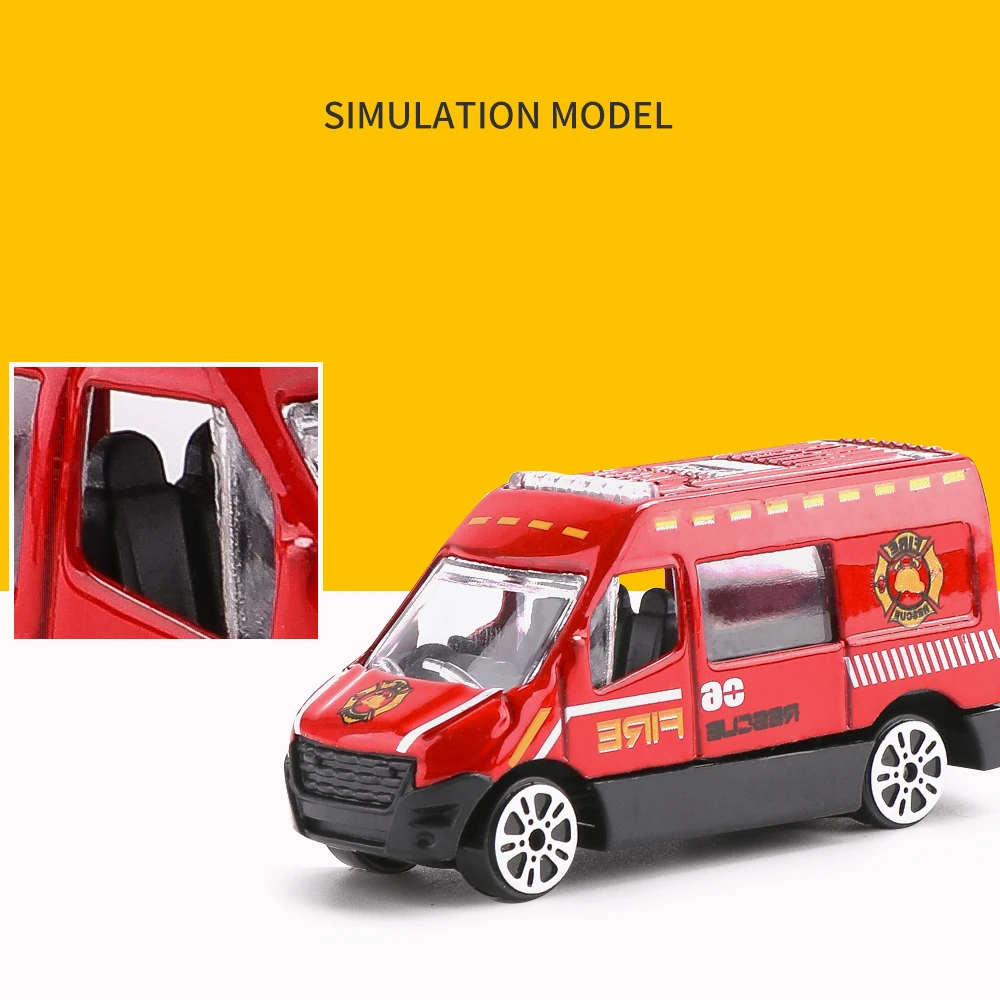 Модель Car1: 64 серия пожаротушения Литые металлические игрушечные машинки набор из