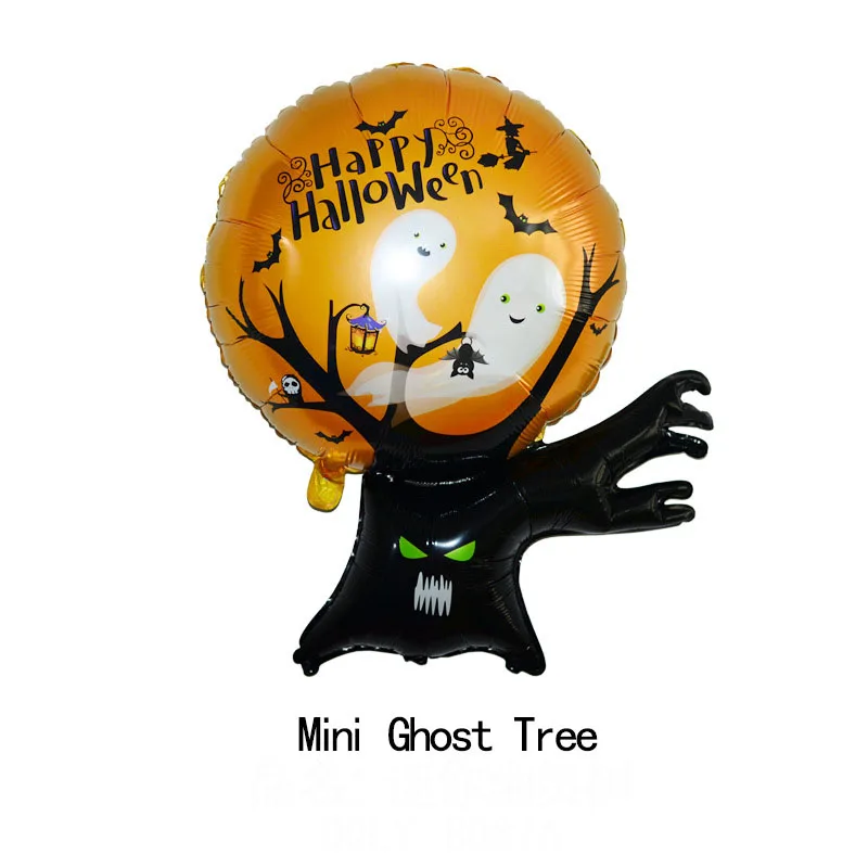 mini ghost tree 10 шт Мини Рождественские шары с утолщённой меховой опушкой, Globos Хэллоуина украшения, воздушные шары и снеговиком Лось Санта Клаус надувной шар игрушки - Цвет: mini ghost tree