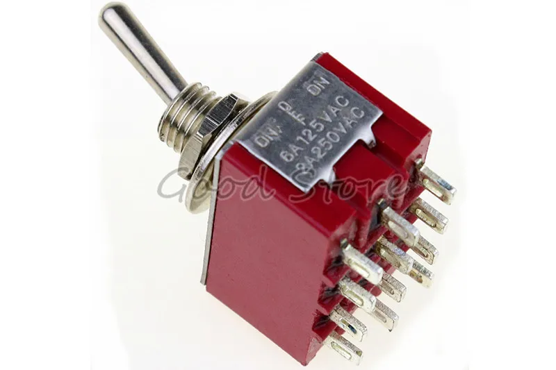 MTS 403 Red 4PDT ON OFF 12 pin кнопка питания 3 позиции 2A/250VAC 6A 125VAC тумблер|Выключатели| |