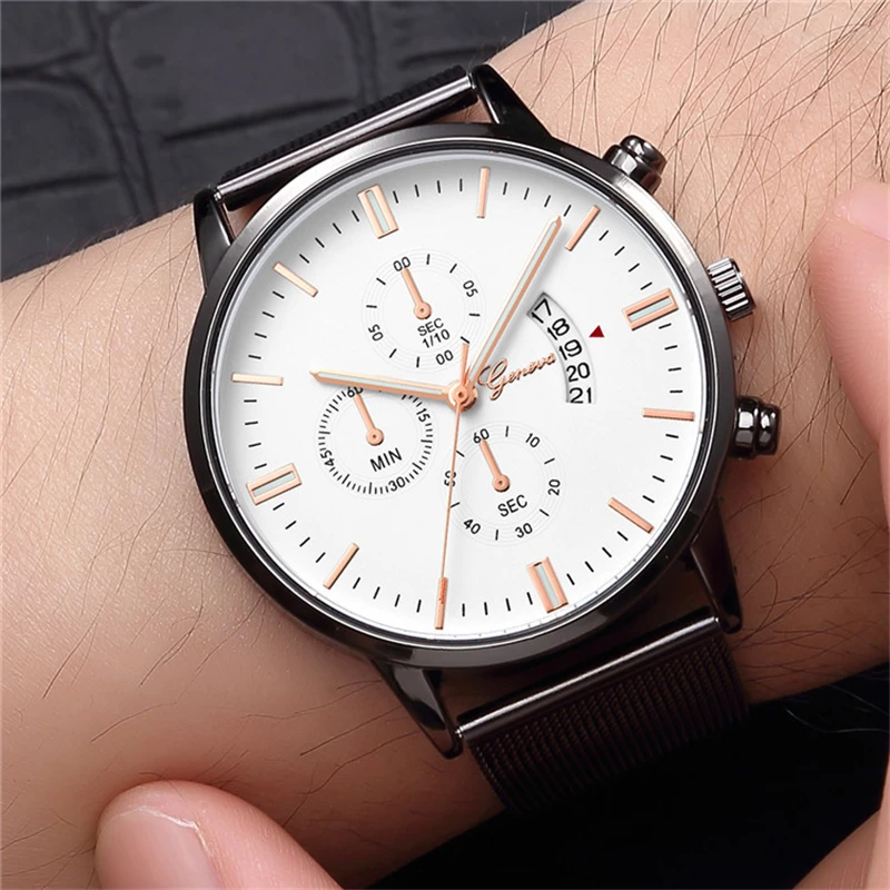 Waterproof Alloy Multifunction Business Watch Calendar Three Eyes Clock Full Steel Quartz Wristwatches Automatic for Men | Наручные часы