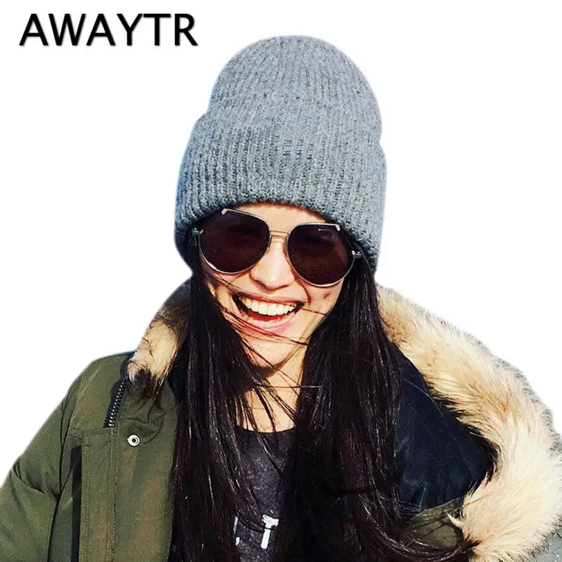 Женская шапка, AWAYTR, Осенние, Skullies& Beanies, женские, шерстяные, вязанные, Skullies, головные уборы, шапочки, часы, шапка, зимние шапки для женщин