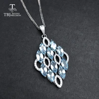 tbj new shiny 925 silver pendant necklace natural 6 7ct sky blue topaz gemstone for women wedding birthday gift daily wear