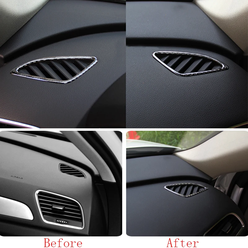 

2x 100% Carbon Fiber Front Upper Air Outlet Frame Trim Cover For Audi Q3 15-2017