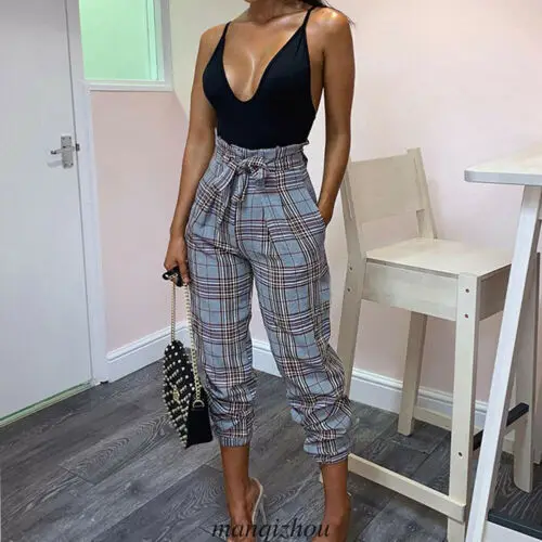 Женские шаровары с высокой талией свободные длинные спортивные штаны в полоску