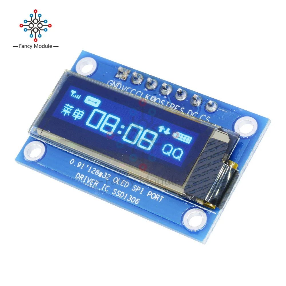 0 91 дюймовый SPI 128x32 синий OLED ЖК дисплей модуль DIY SSD1306 Драйвер IC DC 3 V 5V для Arduino