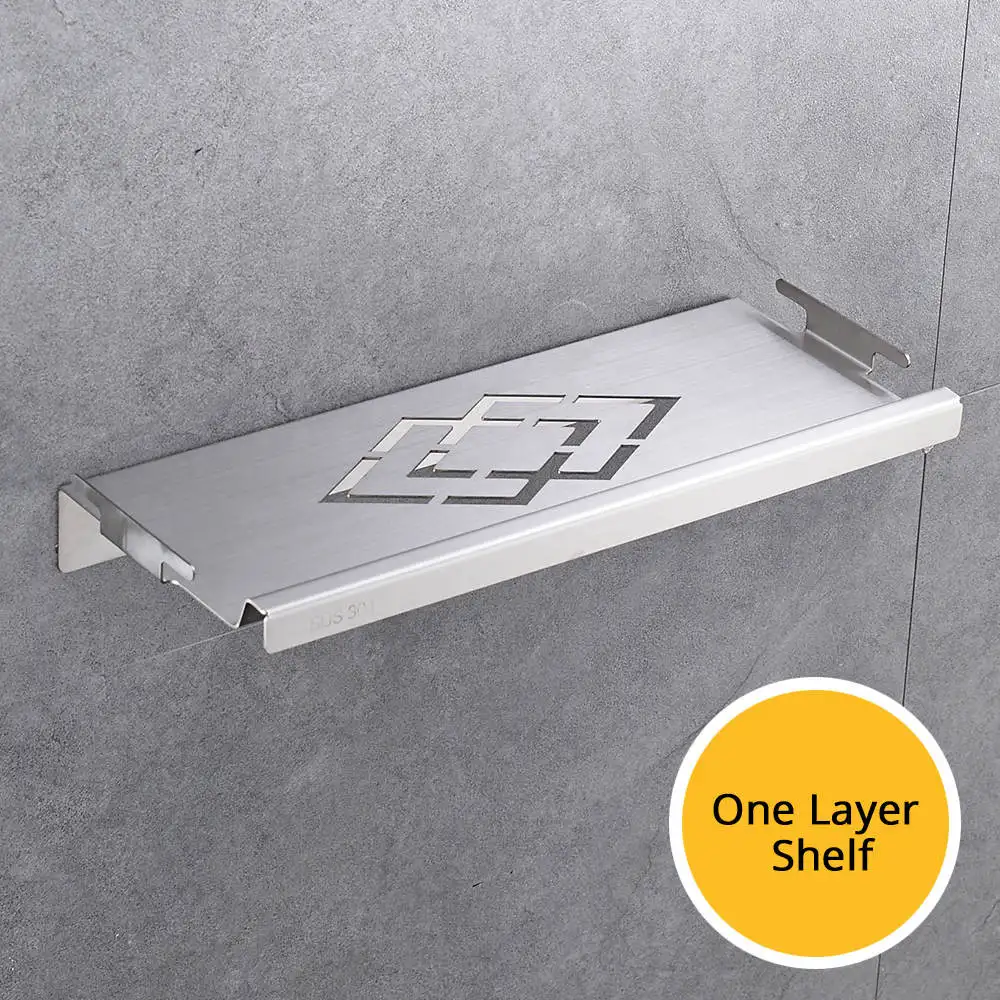 One Layer Shelf Полки для ванной комнаты из нержавеющей стали настенное крепление для душа угловая полка шампунь корзина для хранения современные аксессуары для дома Держатель WF-18067 - Цвет: One Layer Shelf