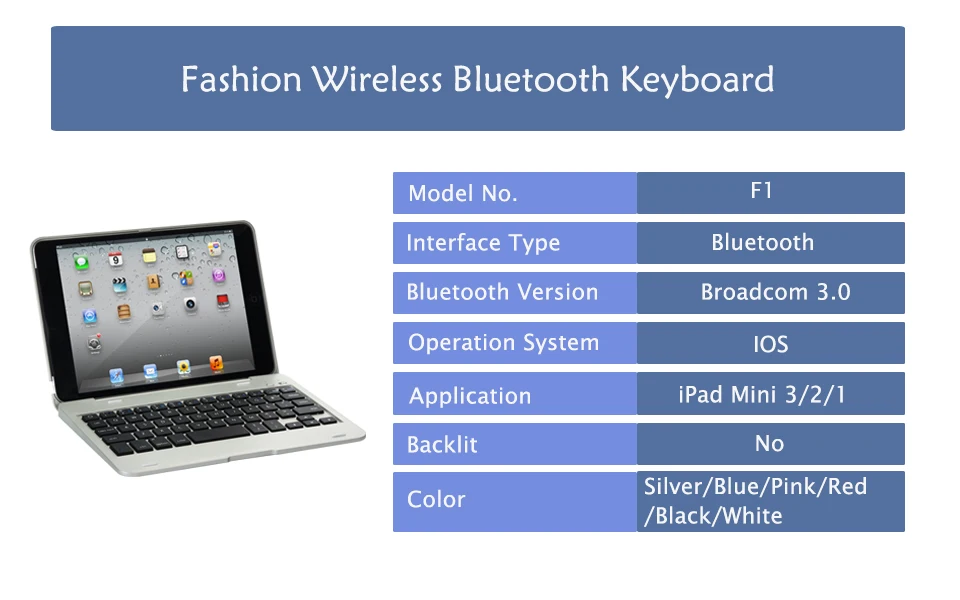 CJ Мини Портативный беспроводной Bluetooth чехол для клавиатуры для Apple IOS F1+ для iPad MINI 4,5 и F1 для IPad mini 1, mini 2, mini 3