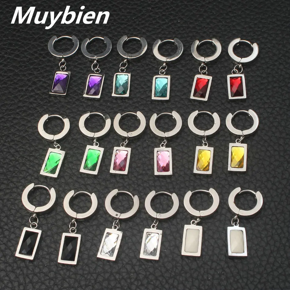Fashion 12 Specifications Stainless steel CZ Crystal Top Quality Drop Earrings Women's Gift Jewelry Elegant Cute EASKABEP | Украшения и