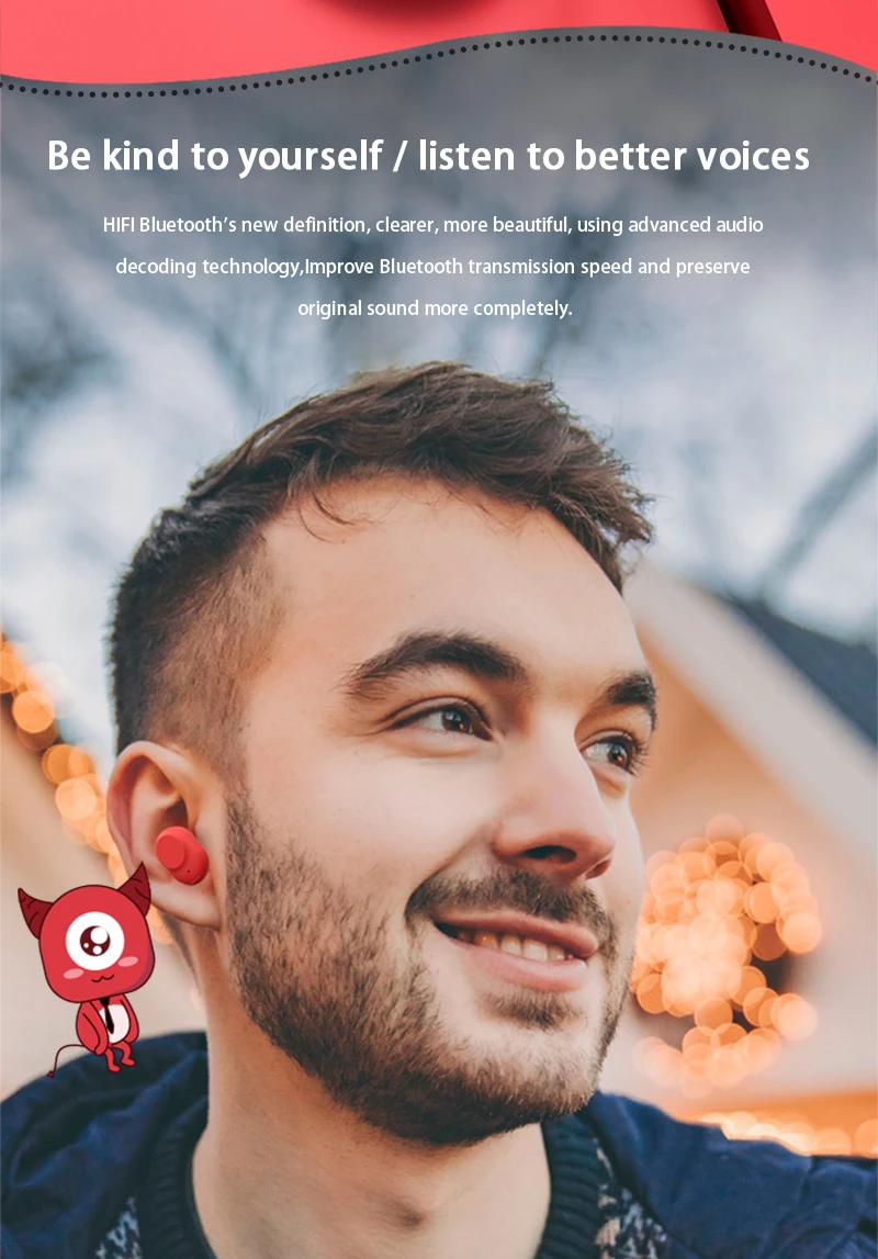 Беспроводные TWS bluetooth-наушники с рисунком дьявола из мультфильма, мини стерео, бас, Bluetooth 5,0, шумоподавление, микрофон, гарнитура, наушники i10