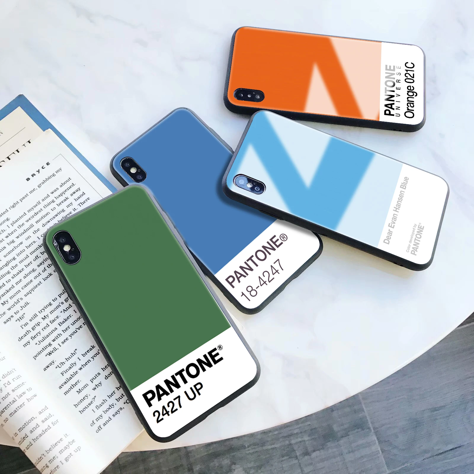Pantone цветной чехол из закаленного стекла для телефона для iphone 5 6 7 8 6s 6s plus 7plus 8plus x xr xs xsmax