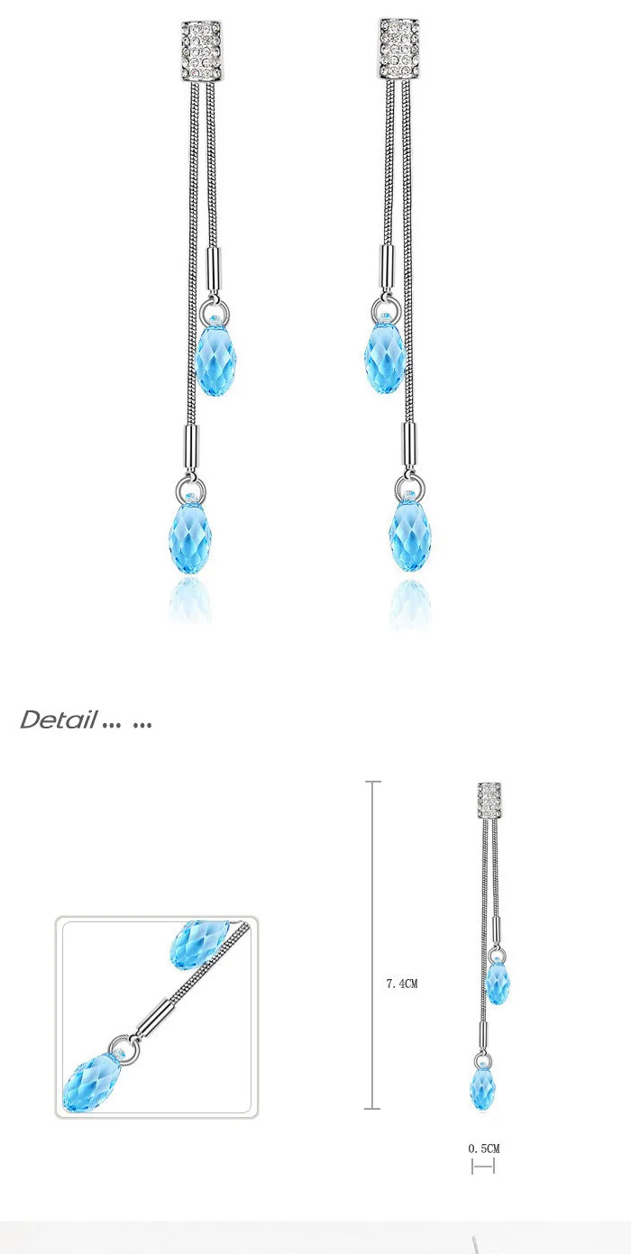 Винтажные кристаллы от Swarovski длинные серьги с кисточками для женщин Серебряный цвет Висячие серьги Свадебные украшения Bijoux 13 цветов