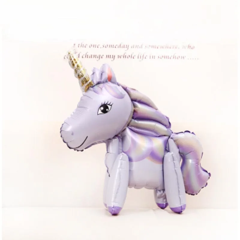 Light purple 1 шт. 3D DIY милые воздушные шары из фольги с радугой и единорогом Розовый Синий Фиолетовый единорог стенд воздушные шары Свадьба День Рождения вечерние украшения детские игрушки - Цвет: Light purple