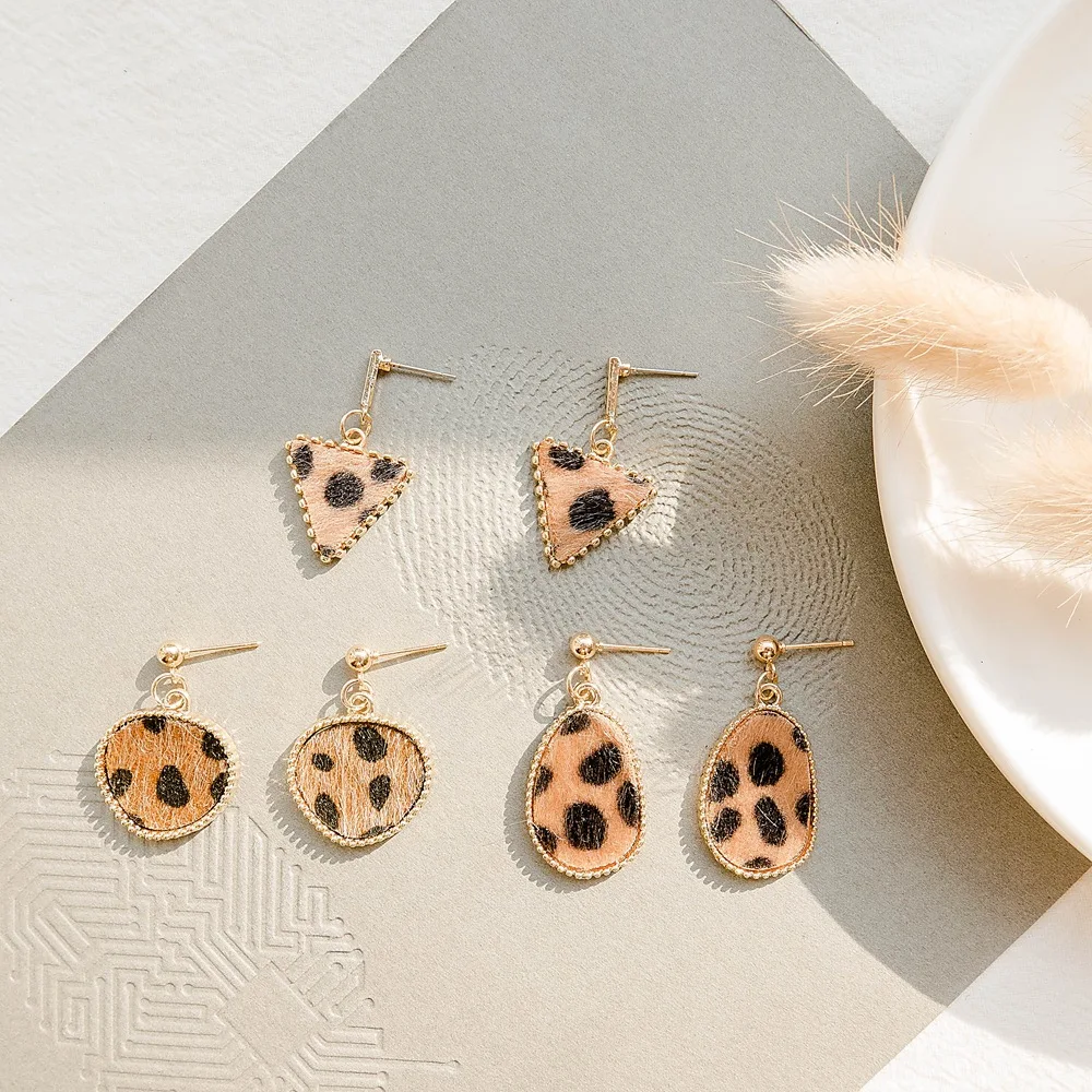 Падение Leopard Длинные висячие серьги женские золотые Цвет геометрический