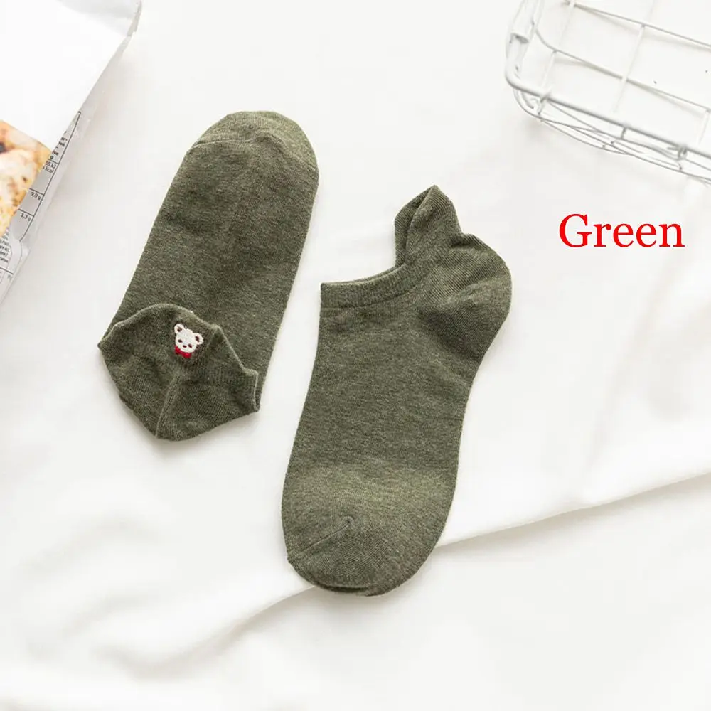 green Модные женские носки, новинка года, весенние носки до щиколотки, хлопковые носки для девочек, новинка, женские модные повседневные носки с милым мультяшным котом, женские носки - Цвет: green