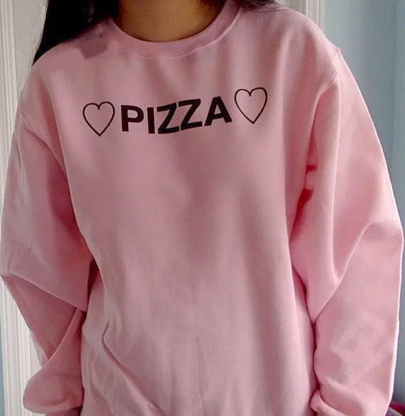 

Pizza Sweatshirt women fashion Tumblr sweatshirt instagram pink sweatshirts pizza lover pullovers tumblr jumper blogger shirts
