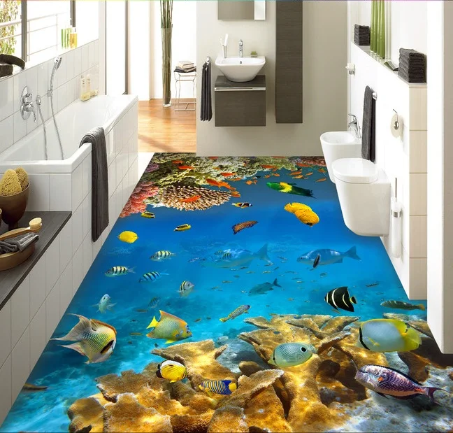 

3d Наклейка на стену, ПВХ, риф, рыба в море, 3 d