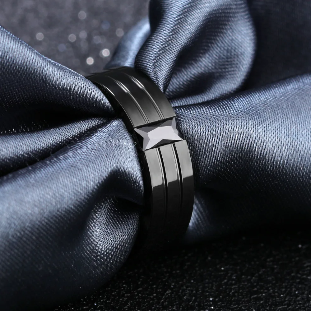 Мужское кольцо из нержавеющей стали с цирконием шириной 6 мм GJ563|stainless steel ring|ring