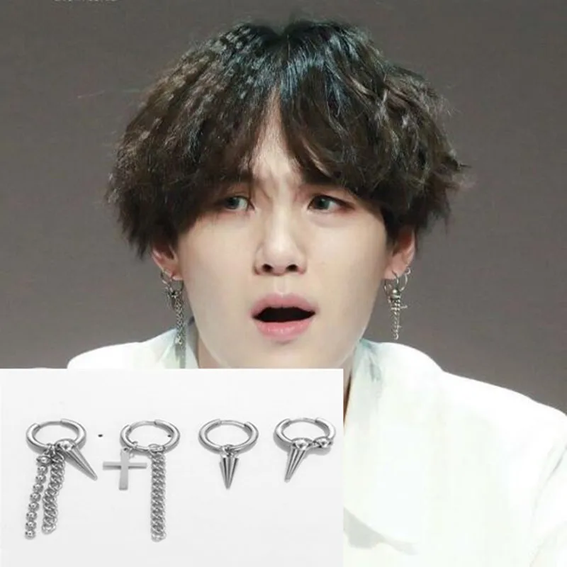 4 шт./компл. V серьги ДНК корейские Длинные мужские Bangtan Boys со стразами с украшением