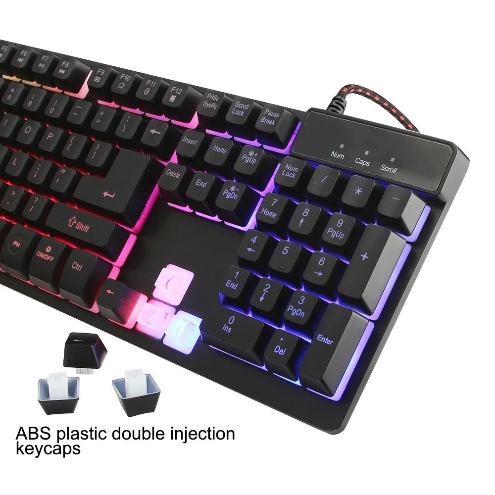 Светодиодный подсветкой PC Gaming Keyboard 104 клавиш USB эргономичная Проводная