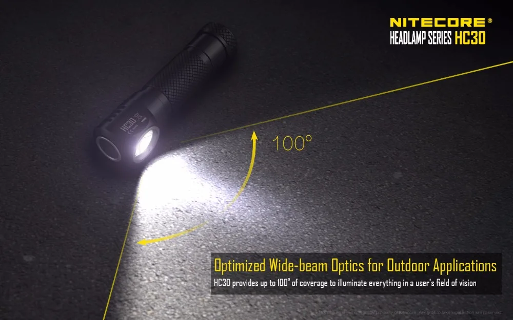 Налобный фонарь NITECORE HC30 CREE XM-L2 U2 max 1000LM с аккумулятором 18650 3500 мАч, новое зарядное устройство I2