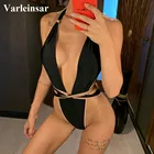 Неоновый зеленый женский купальный костюм с высокой спинкой и открытой спиной, женский купальный костюм, сексуальный купальный костюм с лямкой на шее, монокини для плавания, модель 2020 года, V1336G