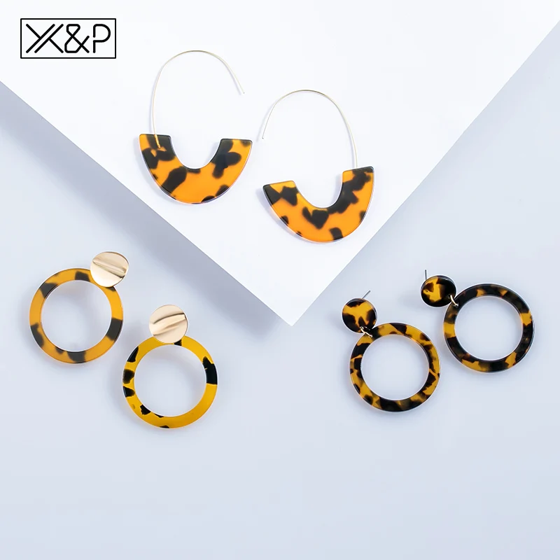 X & P винтажные корейские акриловые Висячие серьги для женщин модные массивные