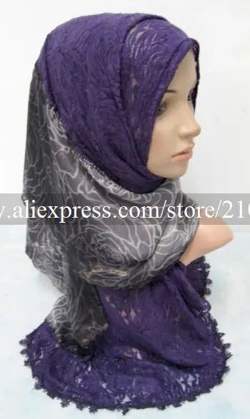 Распродажа модный кружевной шифон 180*50 см длинный шарф для мусульманки