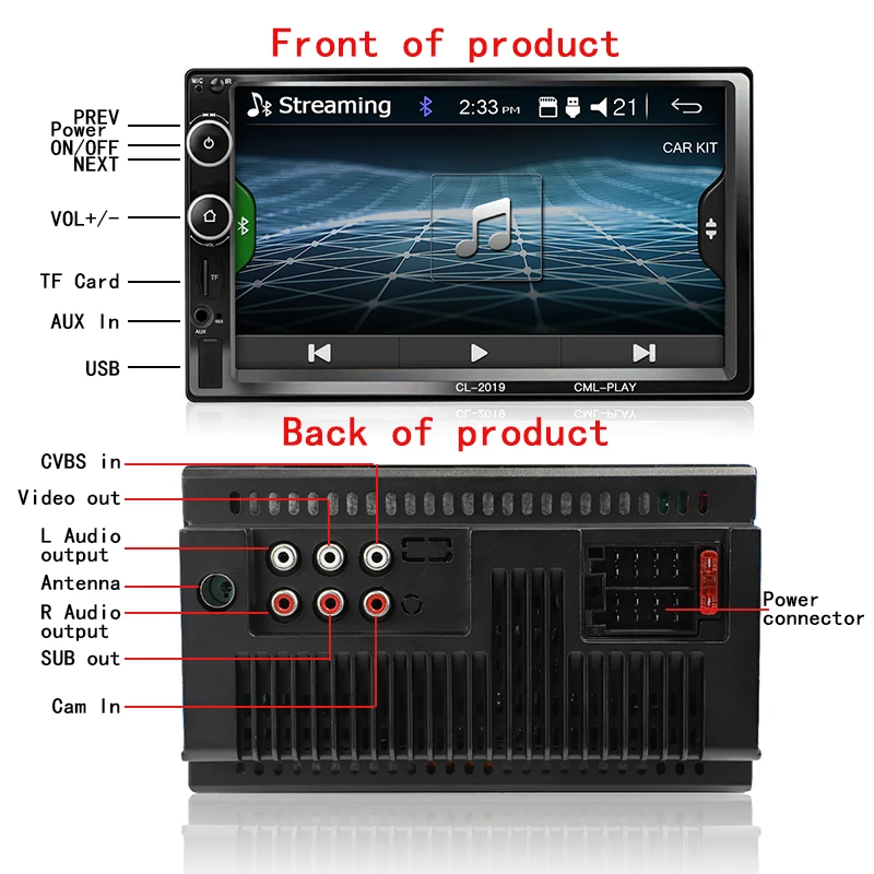 Автомагнитола 2 Din мультимедийный проигрыватель с 7 &quotсенсорным HD экраном Bluetooth MP5