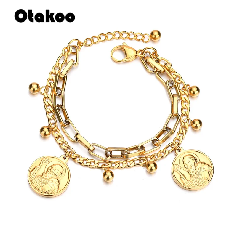 Otakoo медаль Святого Бенедикта браслет женский винтажный San Benito золотой цвет