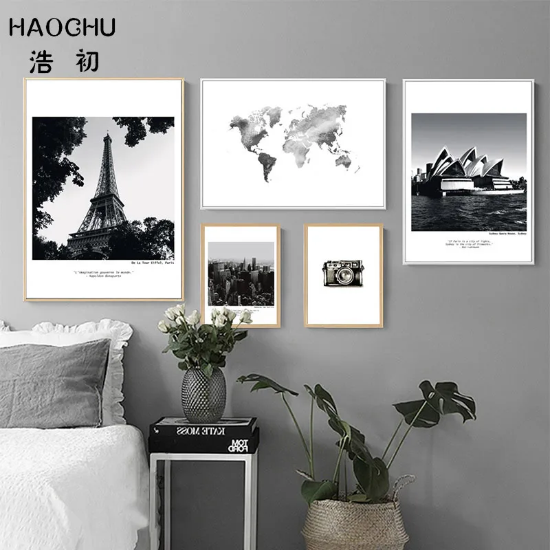 Ретро Художественный постер HAOCHU черно белая железная башня театр Сидней морской
