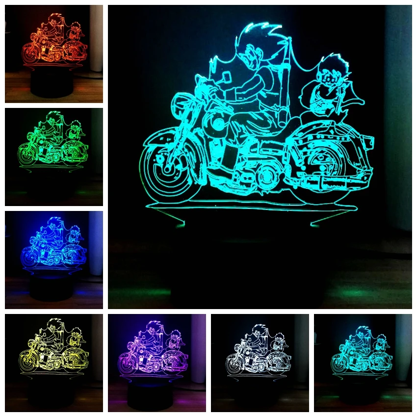 3D лампа иллюзия для мотоцикла Wukong Brother RGB 7 цветов акриловый светодиодный Ночной