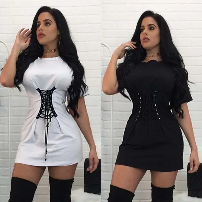 Для женщин Дамы Костюмы летние шорты рукавом партия короткий ремень мини платье