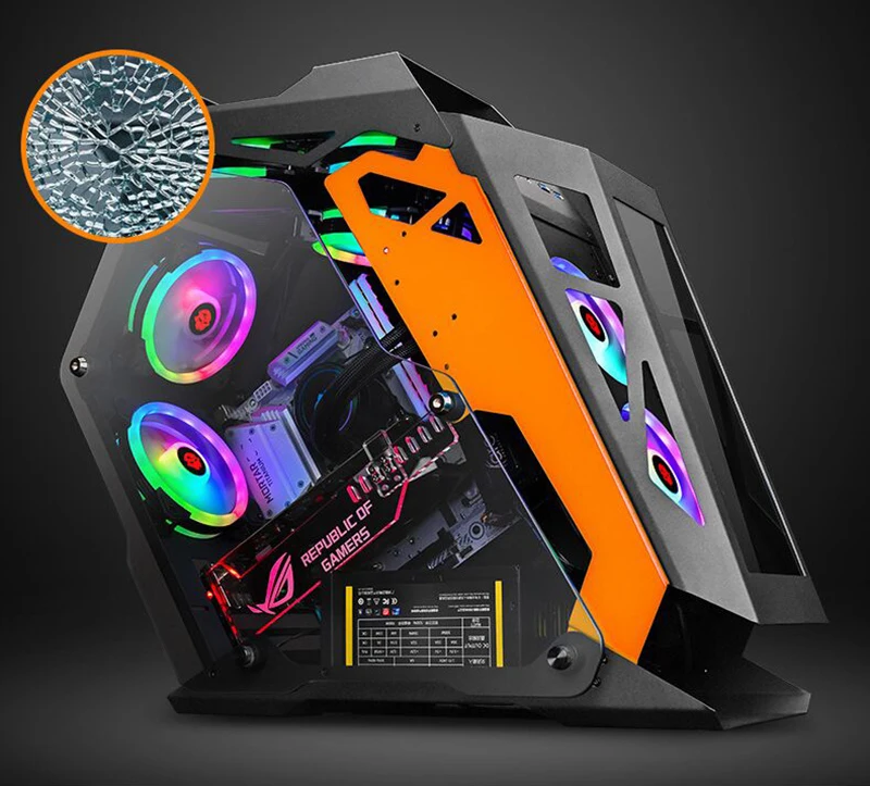222*500*585 мм водяное охлаждение игровое шасси специальная форма RGB PC Mainframe боковой прозрачный чехол gamer gabinete computador
