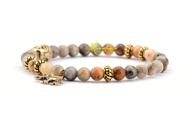 6 ММ С Ума Агат Будда и Слон Браслеты Из Бисера Растянуть Чешские Украшения