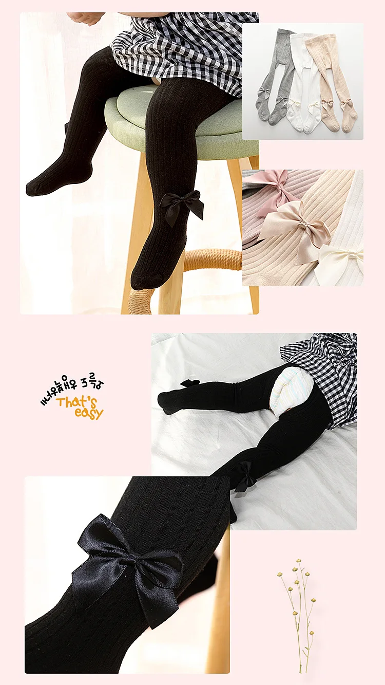 Новые колготки на весну и осень, милые детские леггинсы с бантом для девочек