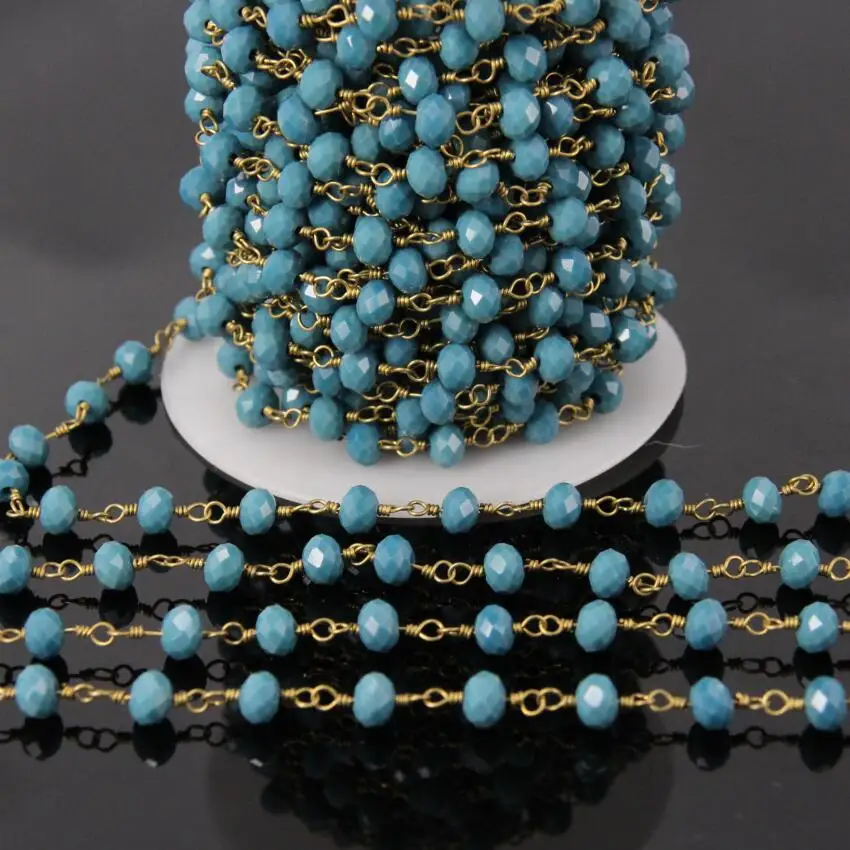 5 м/лот голубые стеклянные прозрачные граненые шарики четки 4x6 мм Размер AB стекло