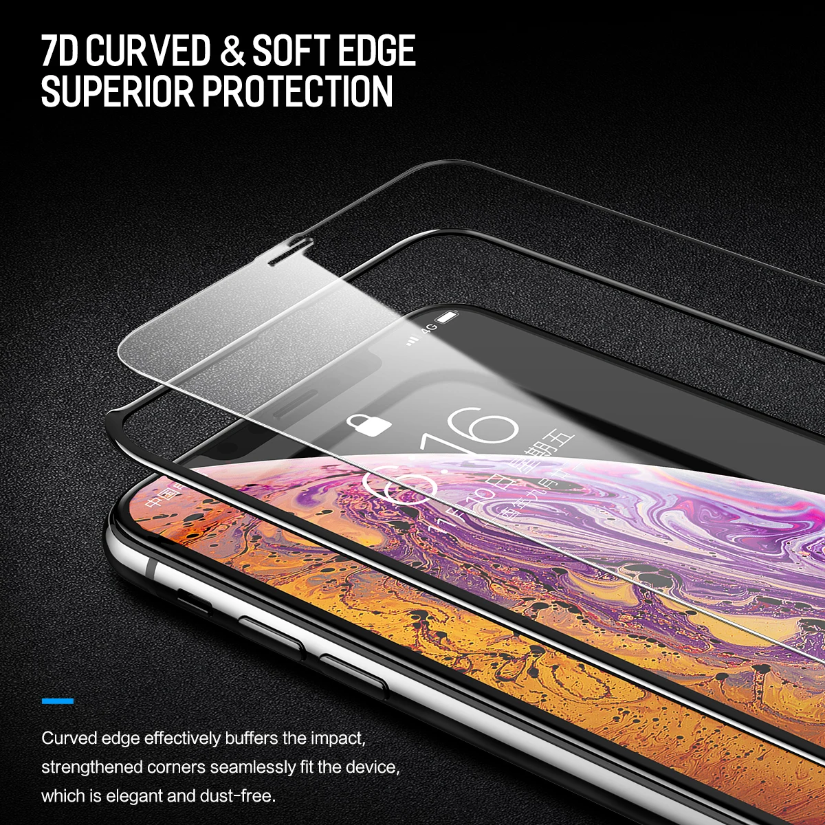 0,23 мм 3D изогнутое закаленное стекло для iPhone XS Max мягкий край Полное покрытие ультратонкий протектор экрана для iPhone 6,5"