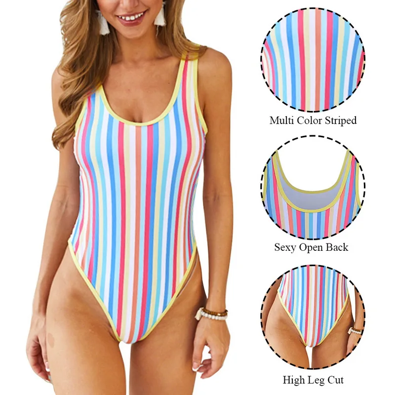 Новинка 2020 купальник женский с принтом в полоску монокини купальный костюм для