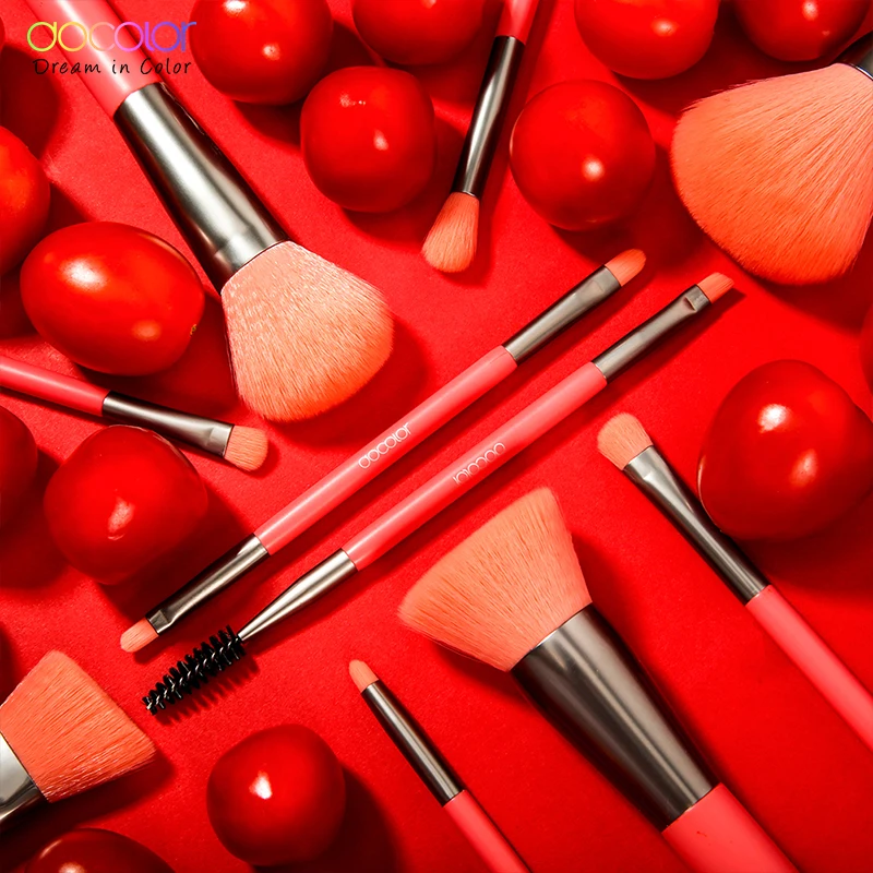 

Docolor 10PCS Makeup Brushes Tools Kit Powder Foundation Blush Eye Shadow Blending Fan Cosmetic Beauty Make Up Brushes