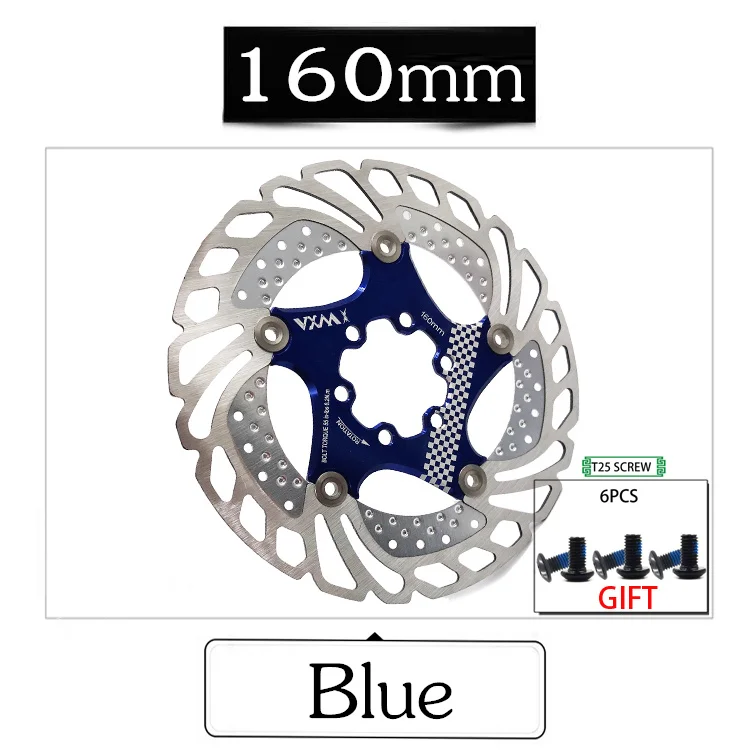 160mm Blue VXM Велосипедный тормозной охлаждающий диск плавающий ледяной ротор для MTB шоссейного велосипеда 203 мм 180 мм 160 мм 140 мм охлаждающие тормозные роторы детали велосипеда - Цвет: 160mm Blue