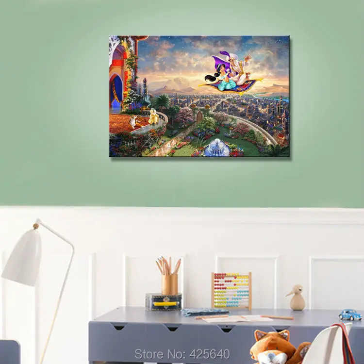 Thomas Kinkade Oil Paintings Character Aladdin Art Decor Painting Print Giclee On Canvas | Дом и сад